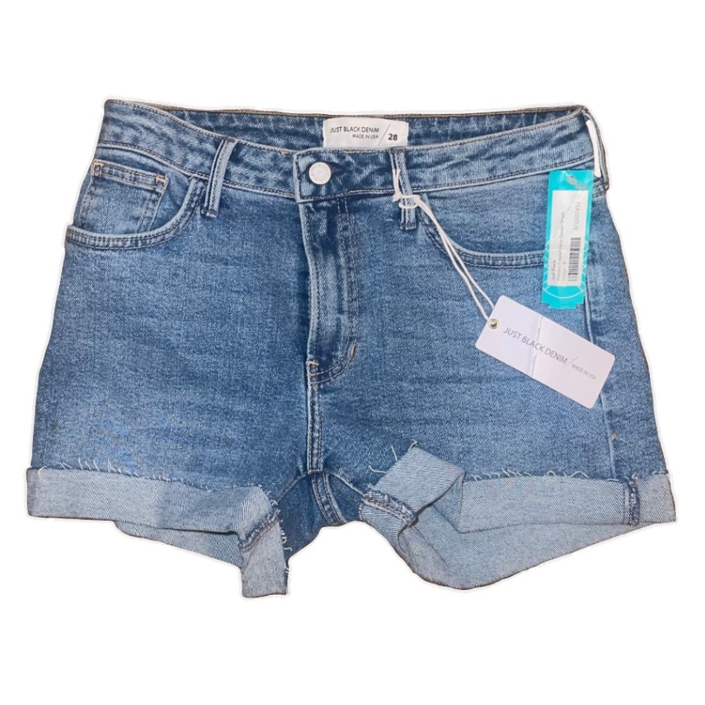 Just Black Denim High Wasted Romeo Frayed Hem Denim Shorts